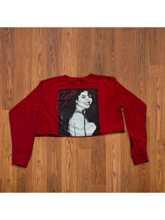Tops - Authentic Selena Gomez cropped red long sleeve shirt Size M